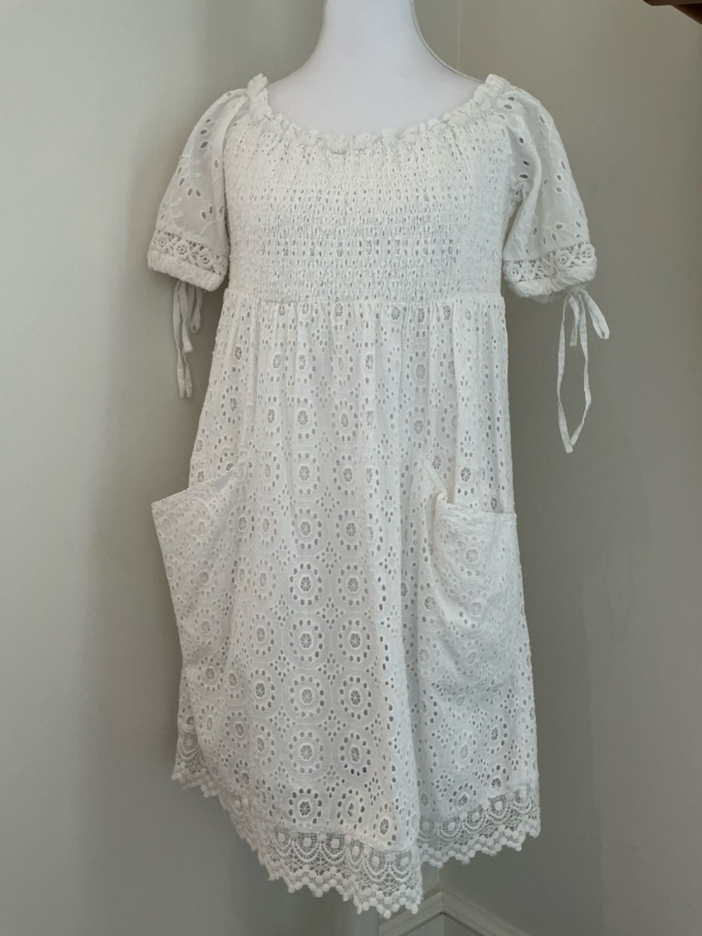 Tularosa White Cotton Eyelet Top